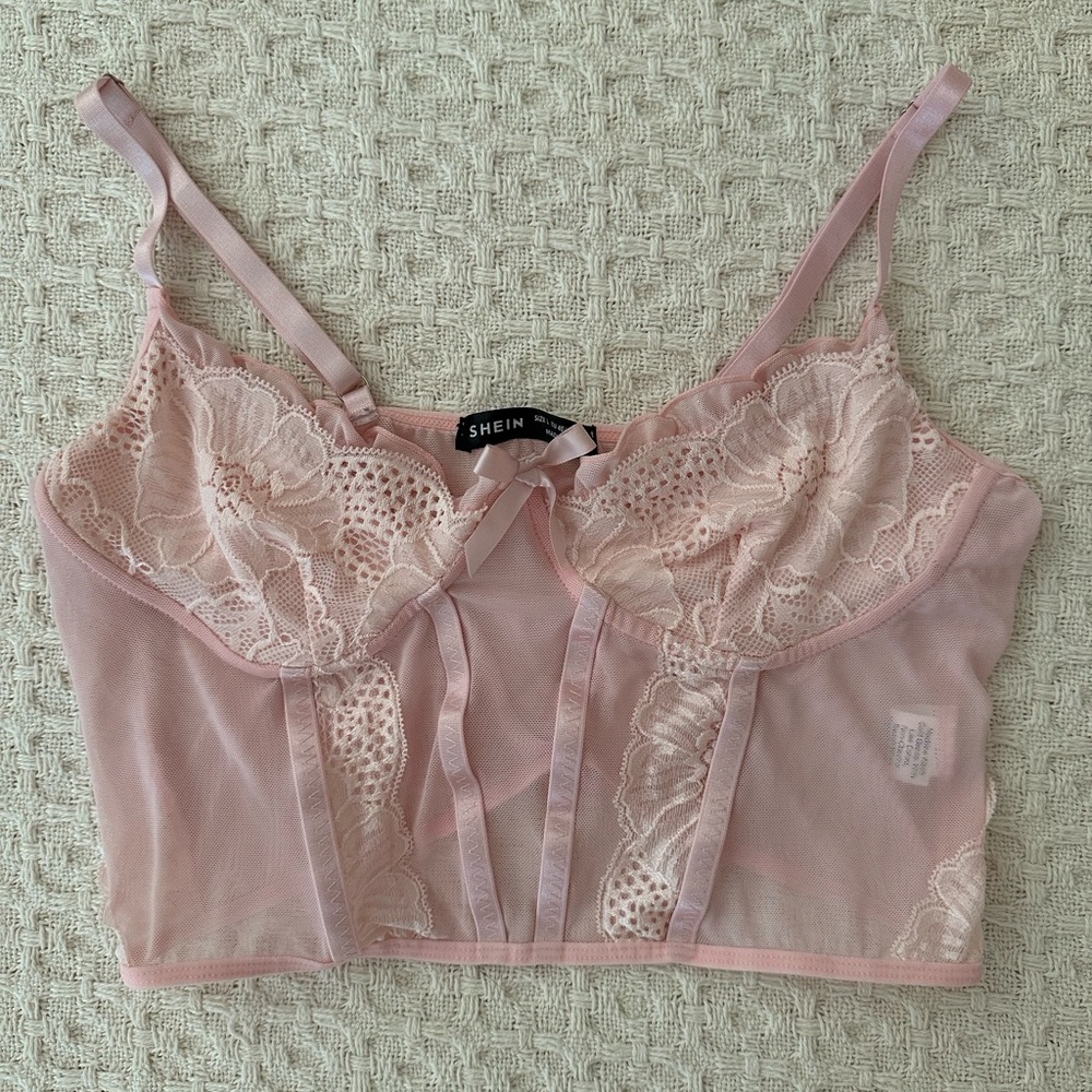 pink lace cropped corset